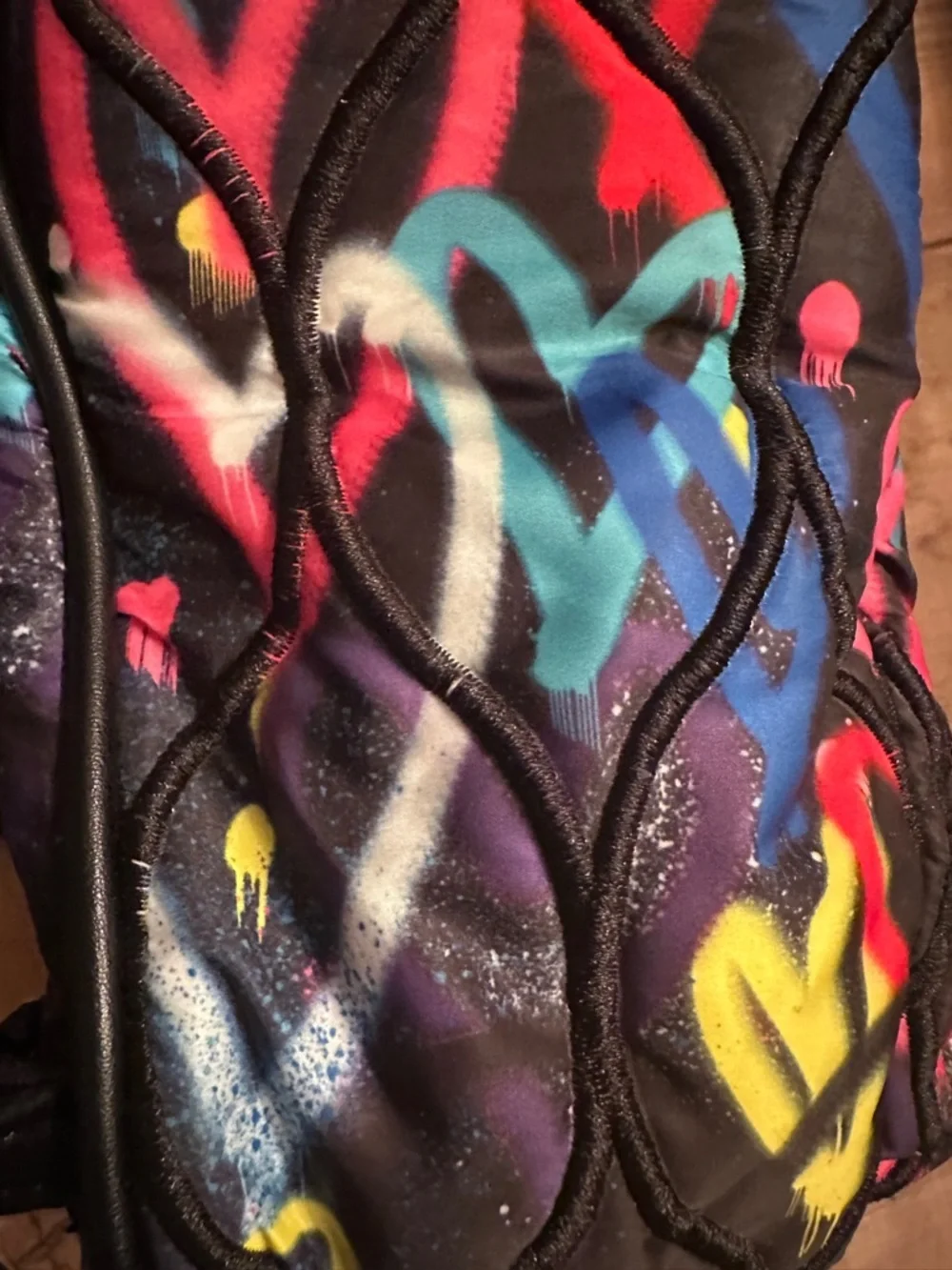 Graffiti Sweetie backpack by Betsey Johnson Multicolor Heart Print Quilted